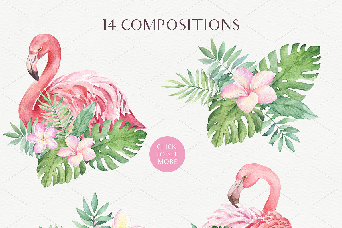 SALE!Tropical Blossom Watercolor Set, a Decorative Illustration by Irina Diasli (Photo 3 of 14)