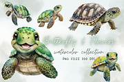 Baby turtle smile face watercolor, an Animal Illustration by SindyPrintDesign (Thumbnail 1 of 3)