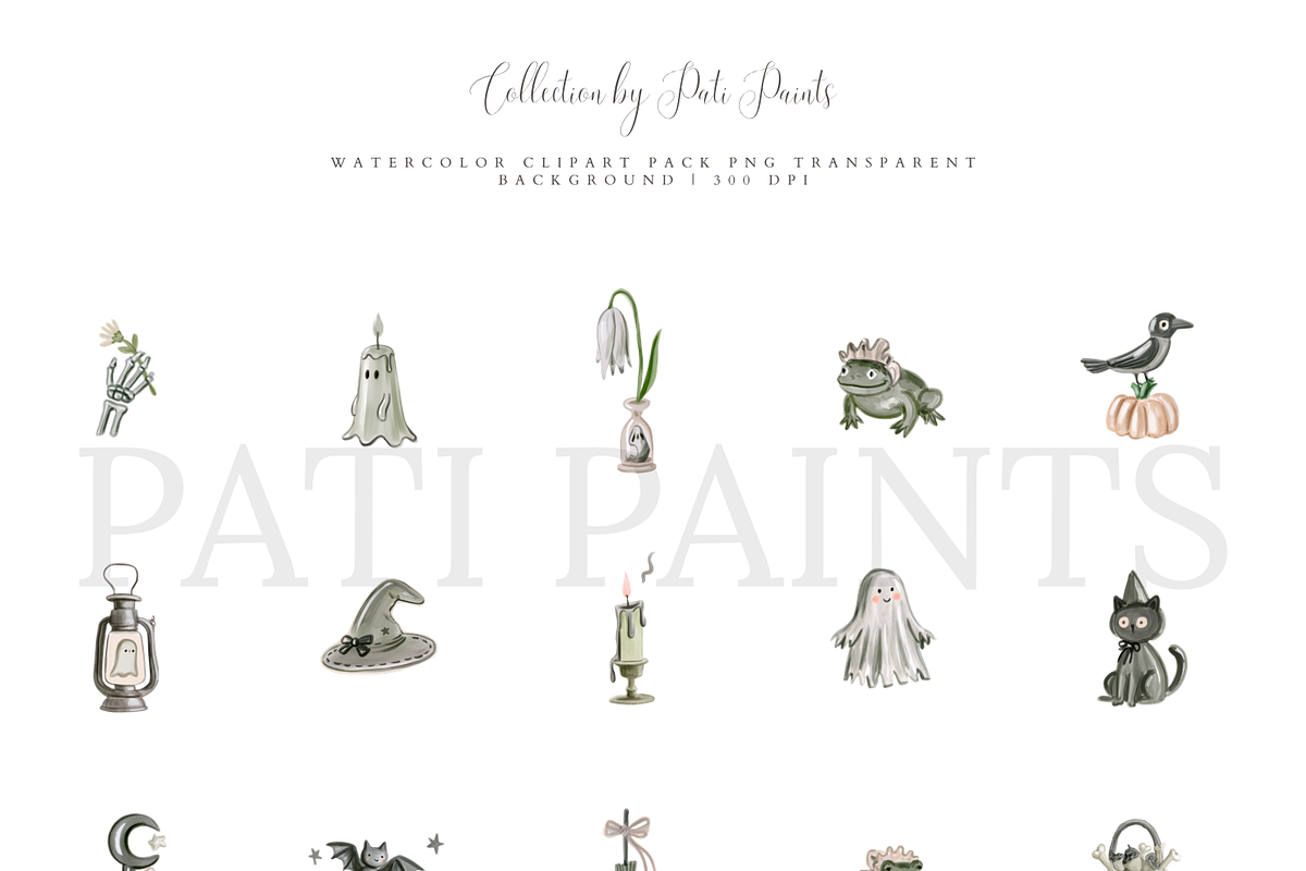 Watercolor Halloween Clipart Set, a Seasonal Illustration by Pati Paints (Photo 9 of 10)