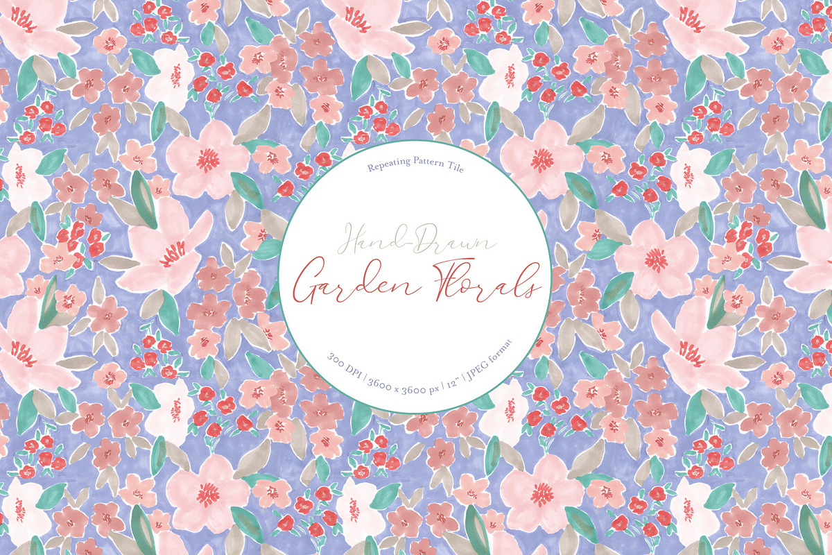 Garden Florals Repeat Pattern, a Pattern Graphic by Mieken Petra Designs (Photo 1 of 4)