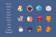 Cat Horoscope Icons And Labels, an Outline Icon by Iconka (Thumbnail 2 of 3)