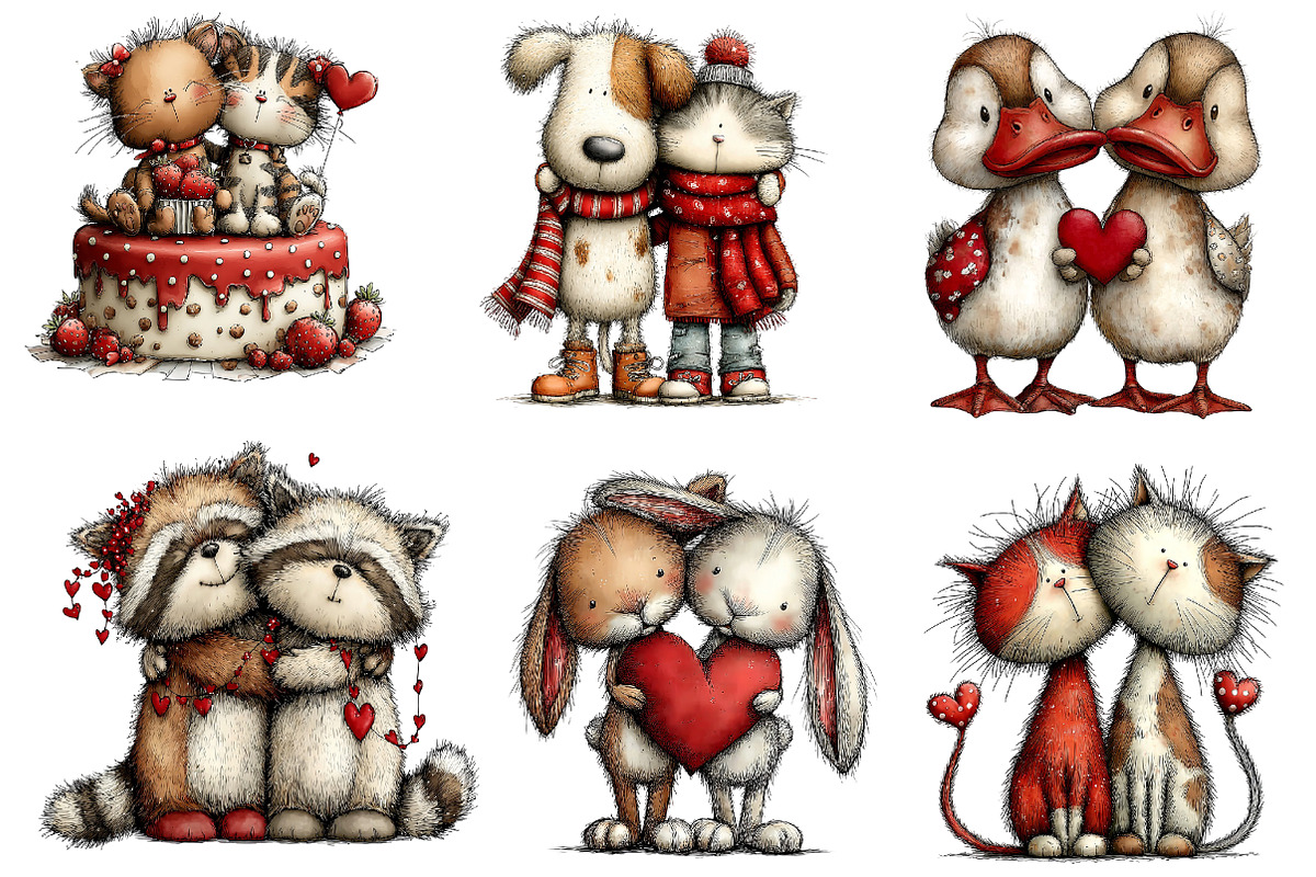 whimsical valentine animals clipart, an Illustration by CreationArt (Photo 5 of 5)
