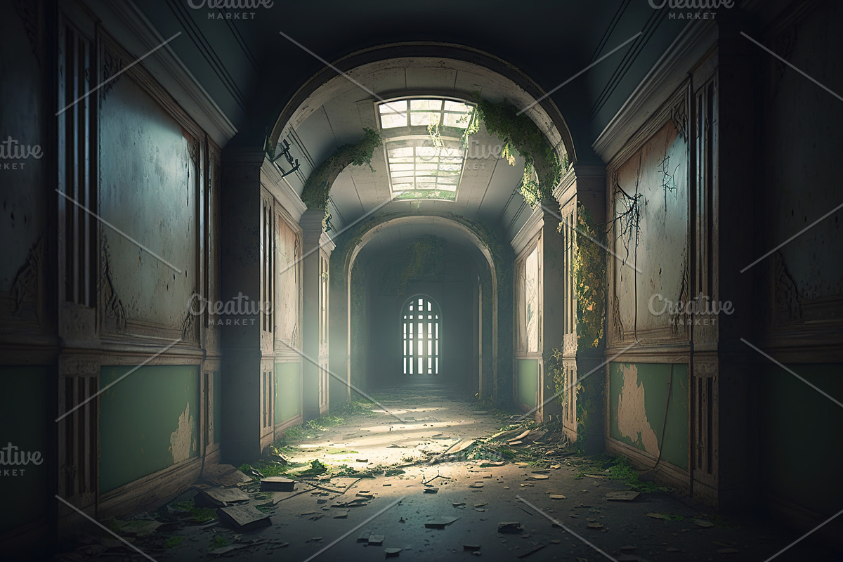 Corridor in abandoned building, scar, an Illustration by Lopatin Photo