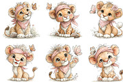 Baby Lion With Butterfly Clipart, an Illustration by CraftArtStudio (Thumbnail 6 of 6)