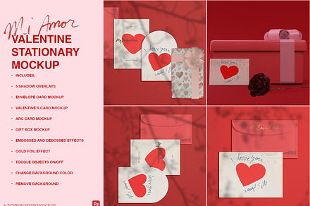 Mi Amor Valentine Stationery Mockup