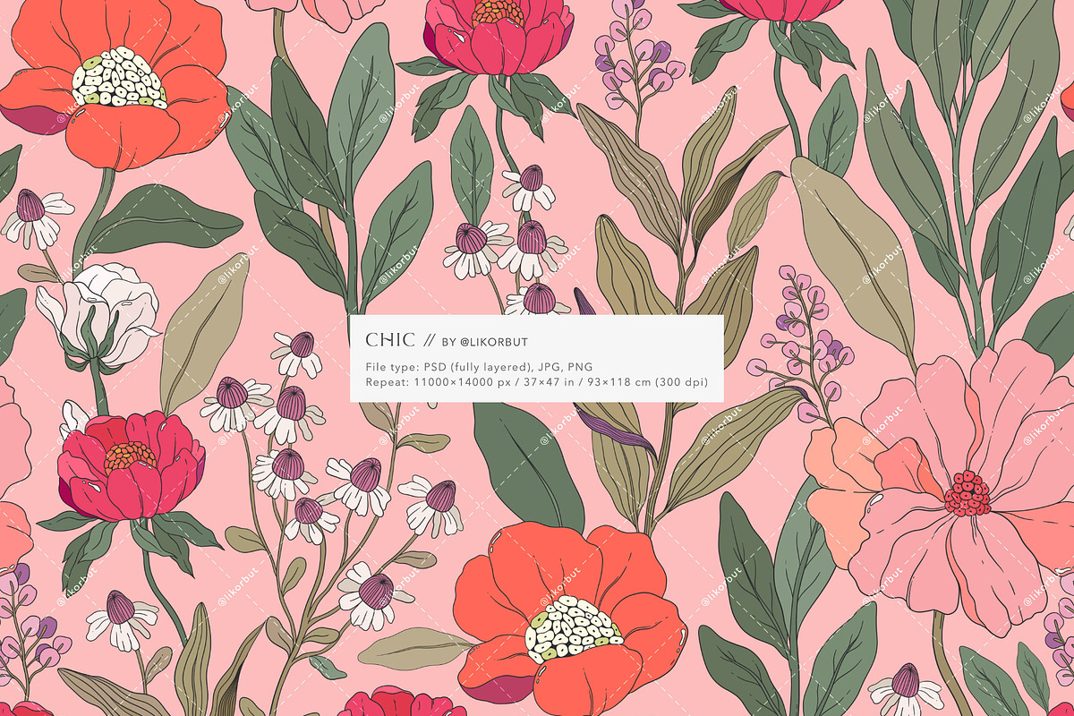 Chic Botanical Pattern and Graphics, a Pattern Graphic by likorbut (Photo 2 of 11)