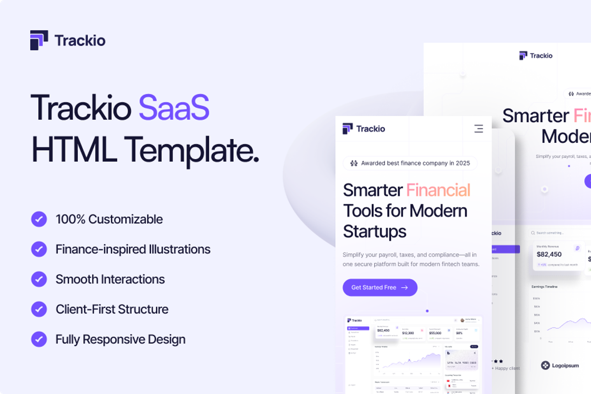 Trackio - Finance HTML Template, a HTML Template by TNCFlow (Photo 1 of 5)