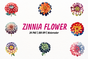 Vibrant Watercolor Zinnia Flower, a Decorative Illustration by New-School-Wave (Thumbnail 1 of 5)