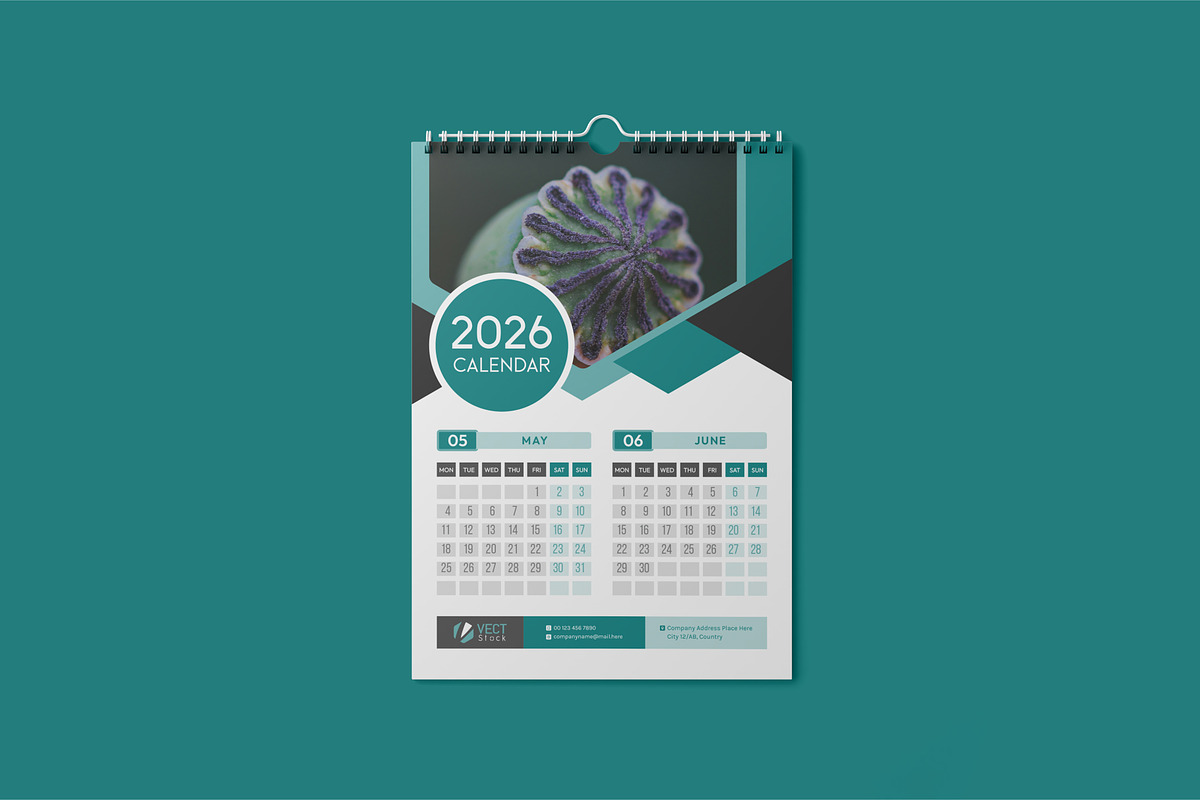 2026 Wall Calendar Template, a Stationery Template by VectStock (Photo 5 of 9)