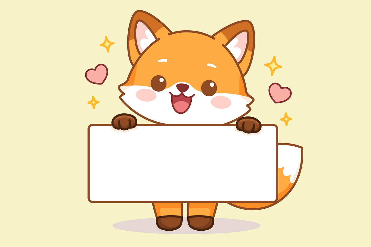 Fox Mascot Holding Sign Board, an Animal Illustration by Artpon Illustration (Photo 1 of 3)