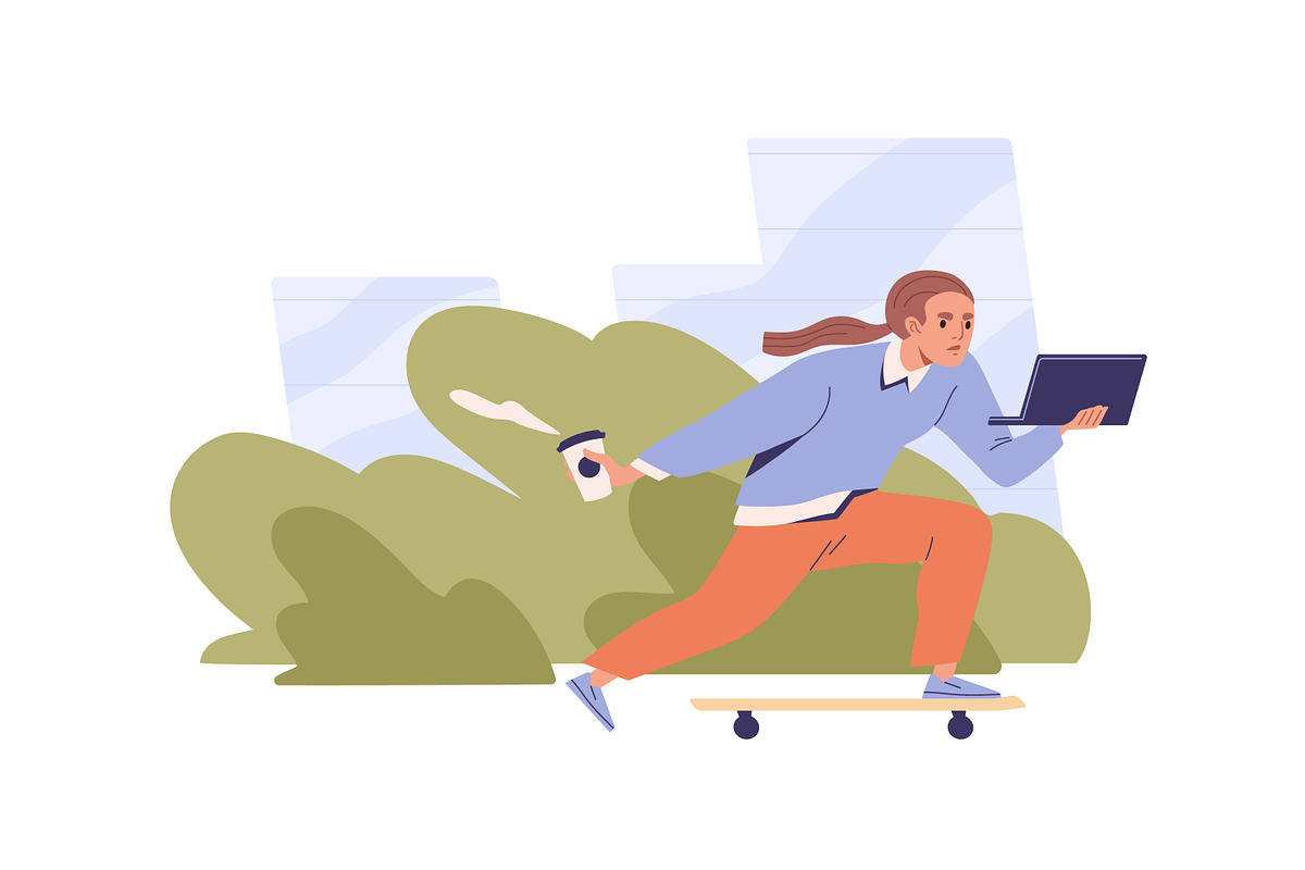 People living fast life concept set, a Person Illustration by Good Studio (Photo 5 of 7)