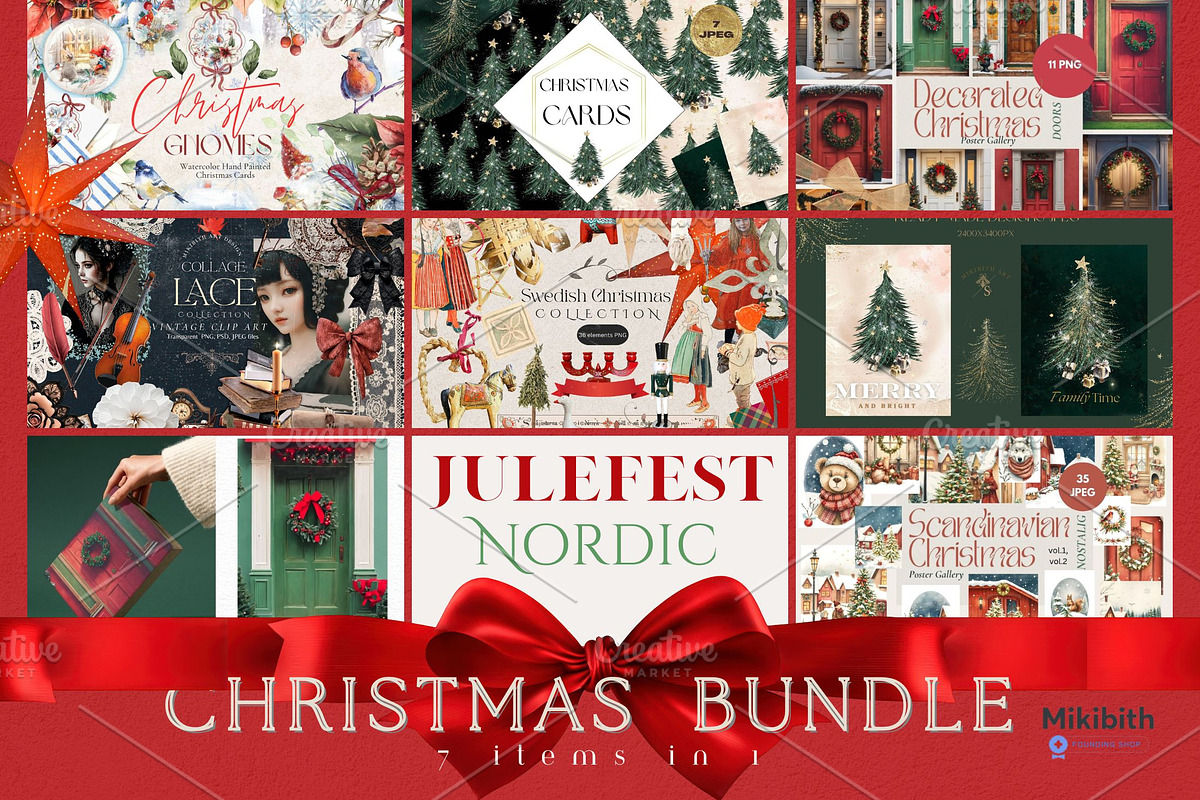 Scandinavian Christmas Bundle, a Decorative Illustration by Alisa Mikibith Art (Photo 1 of 31)