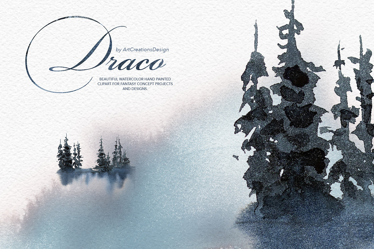 Hand Painted Draco Clipart Set, a Decorative Illustration by ArtCreationsDesign (Photo 9 of 13)