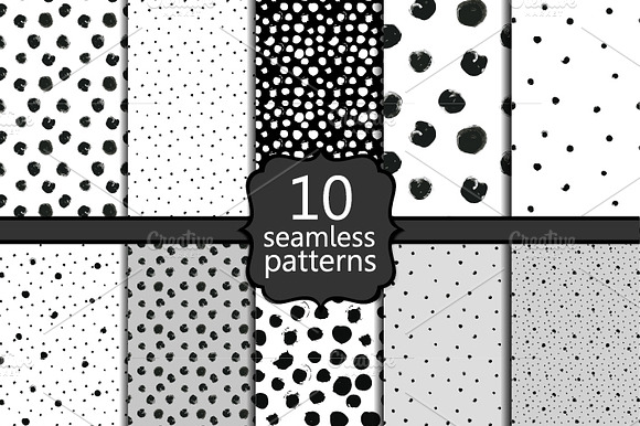 10 seamless black and white patterns preview 6