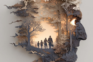 Detailed Paper Cut Illustration of Human Head Silhouette with Fa, a Food & Drink Photo by José Manuel Gelpi