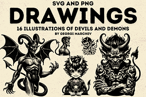 Demons Devils Illustrations Bundle, an Animal Illustration by Ray Crimson