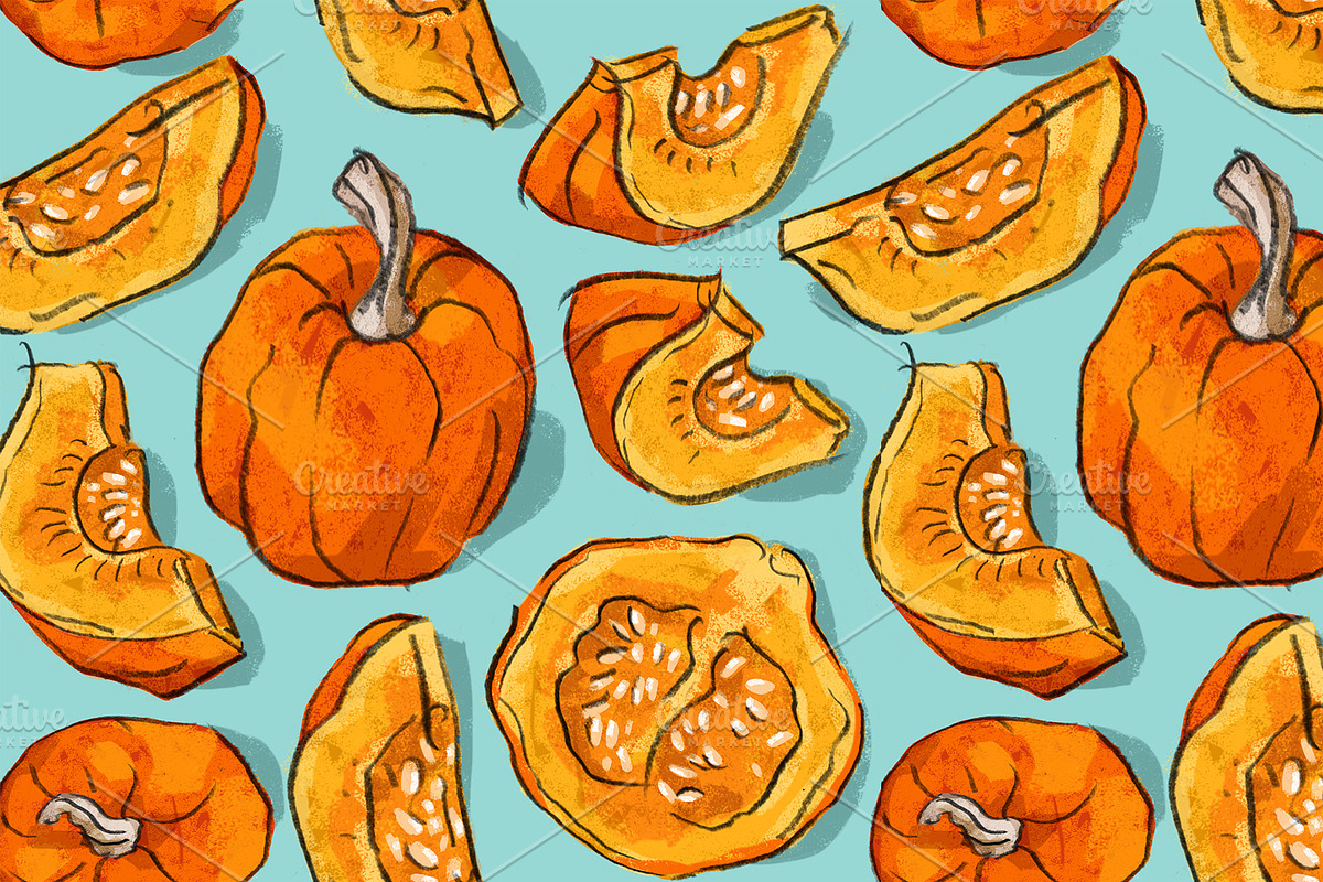 Pumpkin pattern and set, a Pattern Graphic by Melniklenart (Photo 3 of 3)