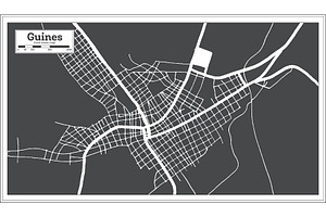 Guines Cuba City Map In Retro Style.