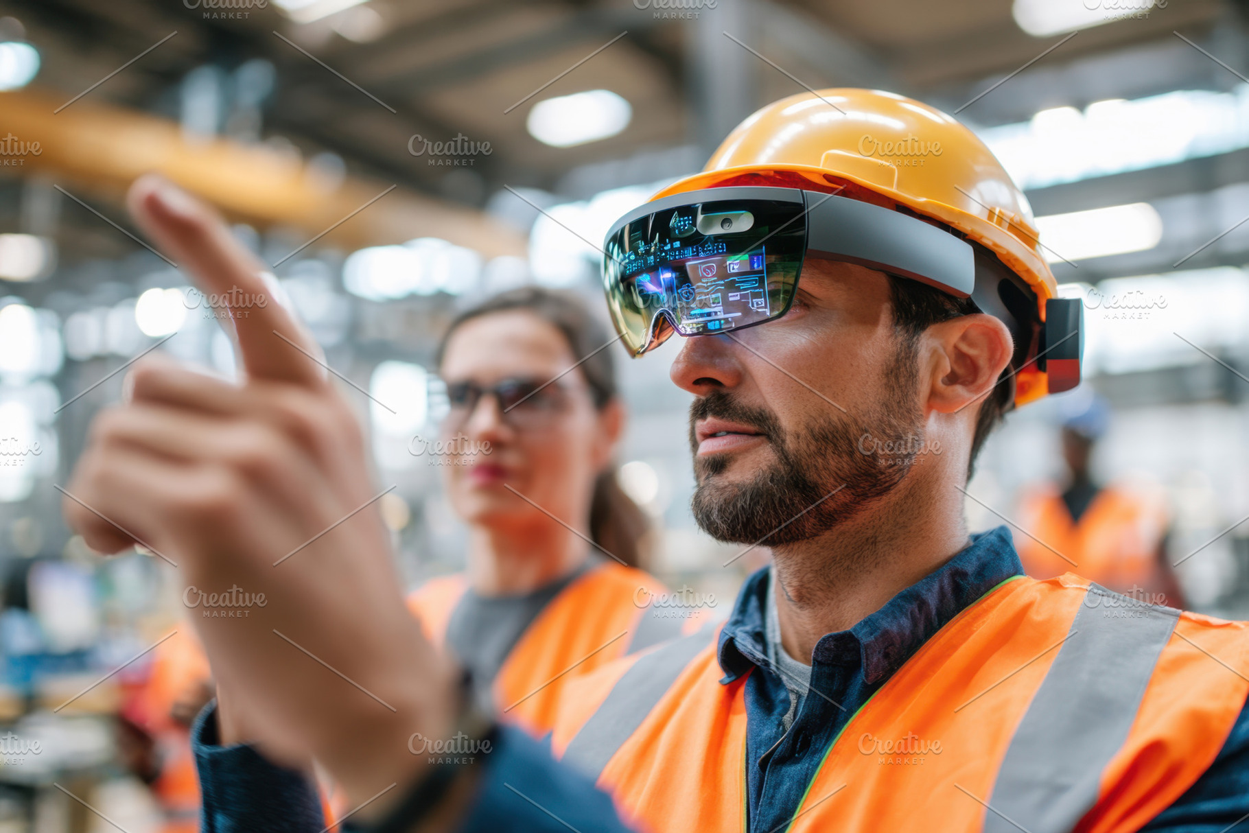 Engineers Using Augmented Reality Glasses in Factory, an Industrial Photo by AlyaAnd
