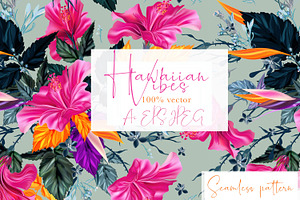 Hawaiian Vibes Exotic Vector Pattern