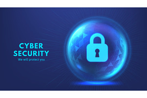 Secure lock. Cybersecurity shield, a Technology Illustration by winwin.art