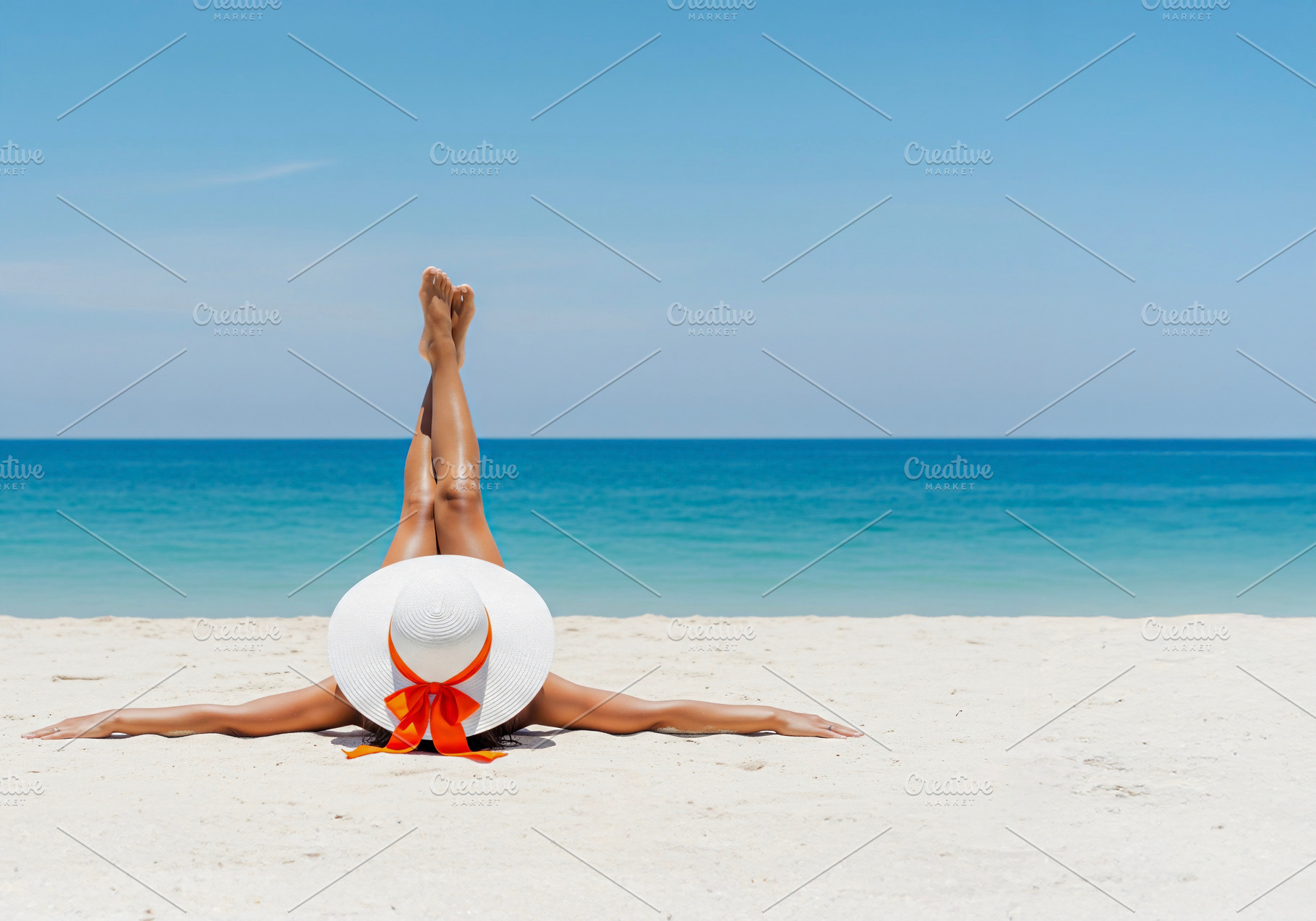 Woman in a sun hat relaxing, a Photo by rarrarorro