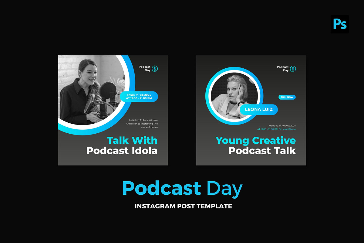 Podcast Day Instagram Post, a Social Media Template by CavenArt (Photo 2 of 5)