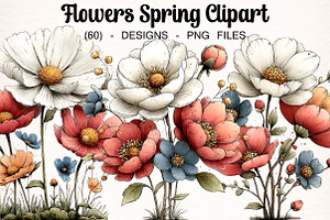 Flowers Spring Clipart, a Transportation Illustration by Digital Artistic99