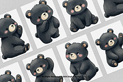 15 Bundle Watercolor Black Bear Cute, an Animal Illustration by Morspective (Thumbnail 3 of 8)