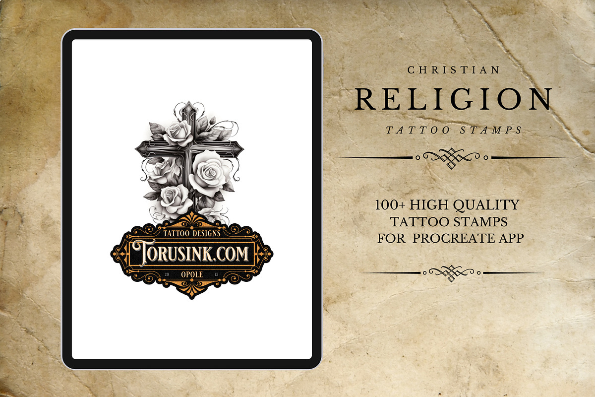 100 Religion,Procreate Tattoo Stamps, a Brush Add-On by Torus1 (Photo 5 of 5)