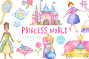 Princess world watercolor clipart, an Animal Illustration by Vivitta (Thumbnail 1 of 4)