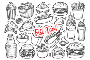 Hand-Drawn Fast Food Illustration, a Food Illustration by MkStudio