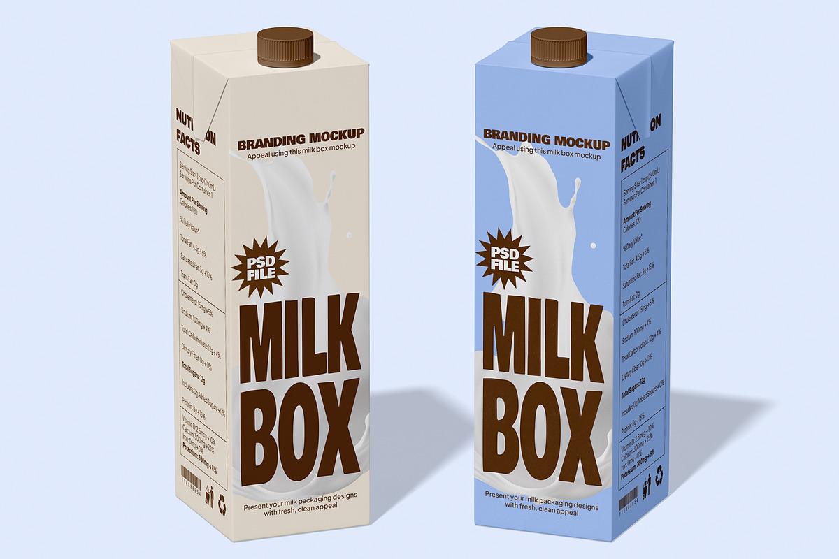Milk Box Mockup, a Packaging Mockup by Unerispace (Photo 4 of 5)