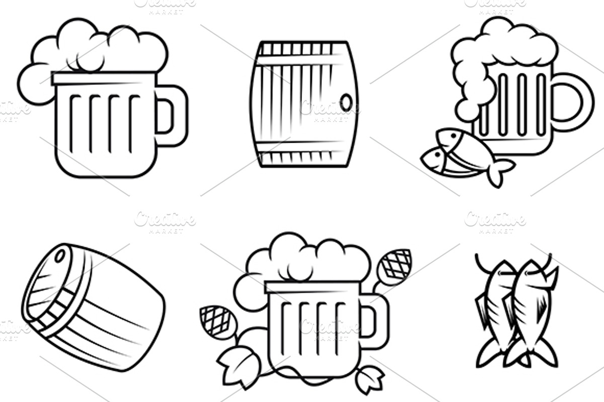 Beer and alcohol symbols, an Outline Icon by Vector Tradition (Photo 1 of 3)