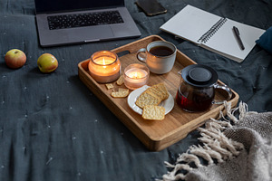 High angle view of a laptop, noteboo, a Holiday Photo by Imaginarium
