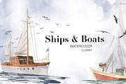 Watercolor Boats Sea Ocean Clipart, an Illustration by NKTKNS (Thumbnail 1 of 7)