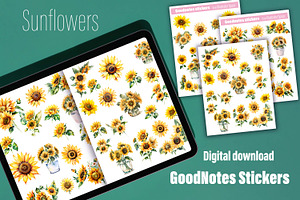 Sunflower Goodnotes Stickers Set