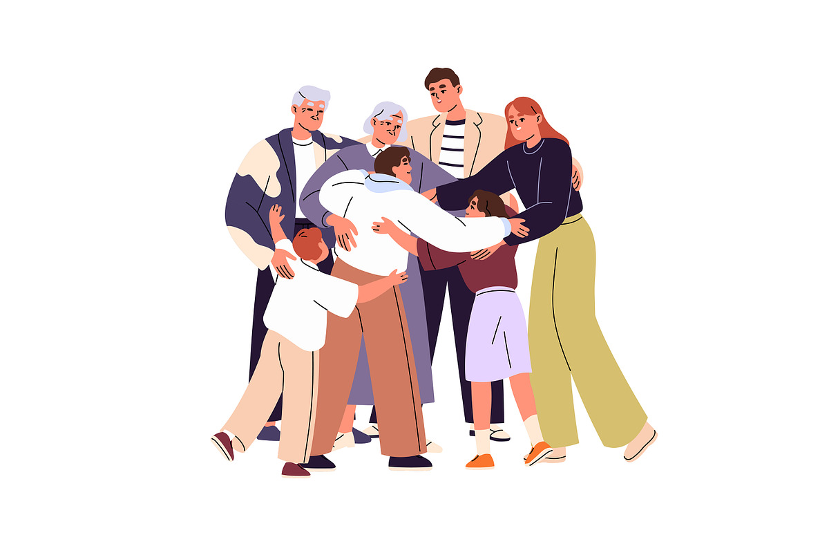 Happy hugging families set, a Person Illustration by PaperTrident (Photo 6 of 6)