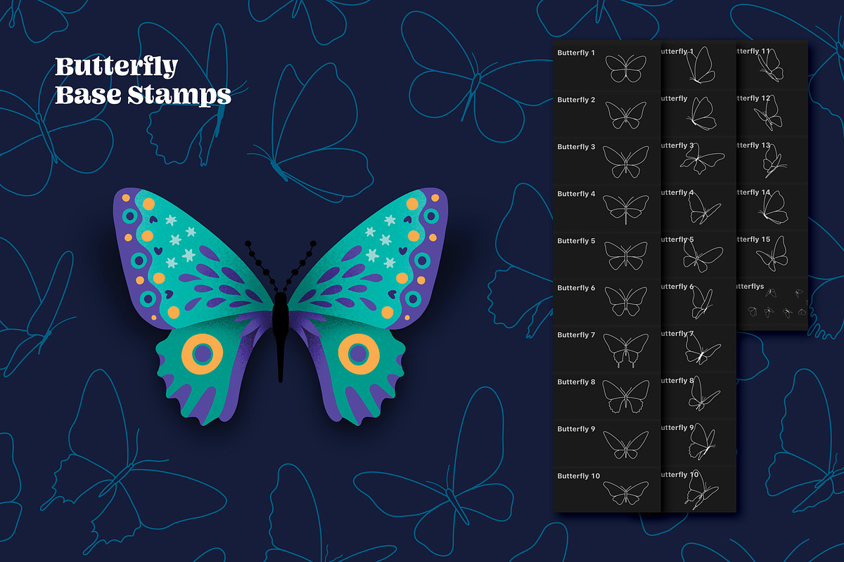 Butterfly Creator for Procreate, a Brush Add-On by Pencil Twist (Photo 3 of 10)