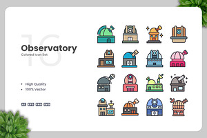 Observatory Colored Icons, an Icon by Upnowgraphic