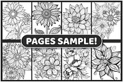 200 Boho Flower Coloring Pages, an Illustration by BrightMart (Thumbnail 3 of 3)