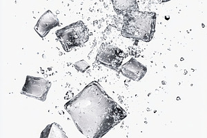 Ice Cubes Falling in Water Splashing, a Food & Drink Photo by Pixeness Studio