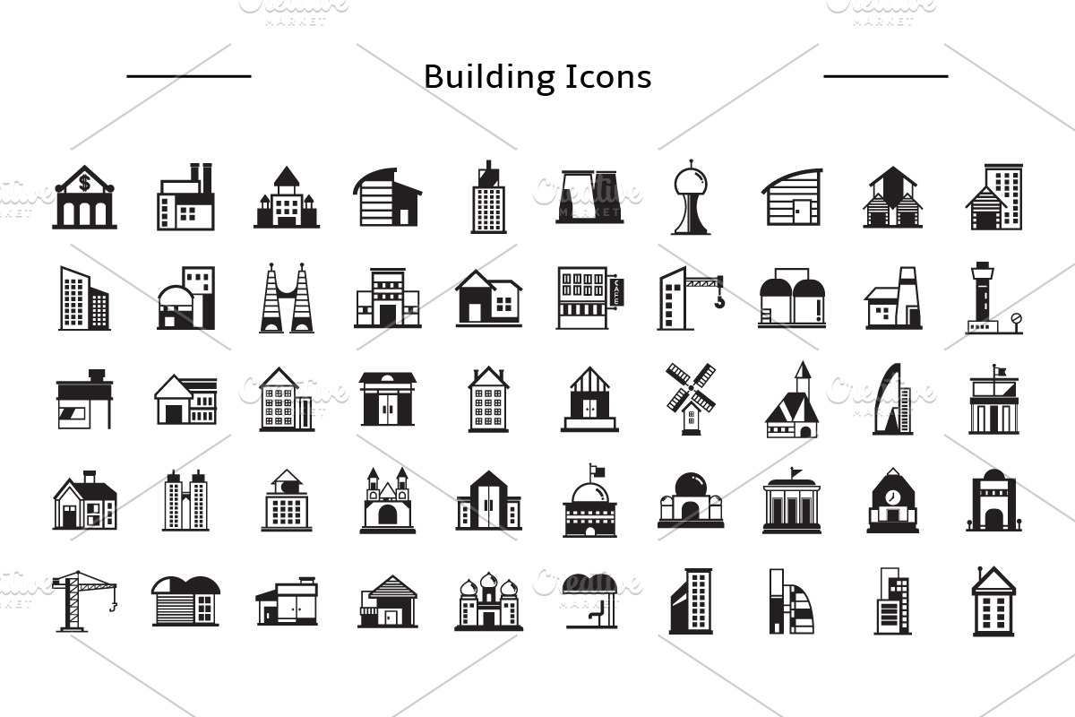 100 Building Icons, an Icon by Designfour