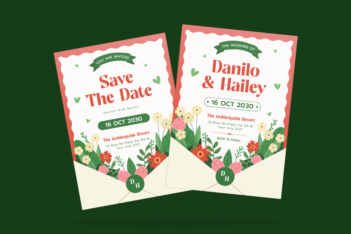 Cases Floral Wedding Invitation, an Invitation Template by iDoodle Studio (Photo 4 of 4)