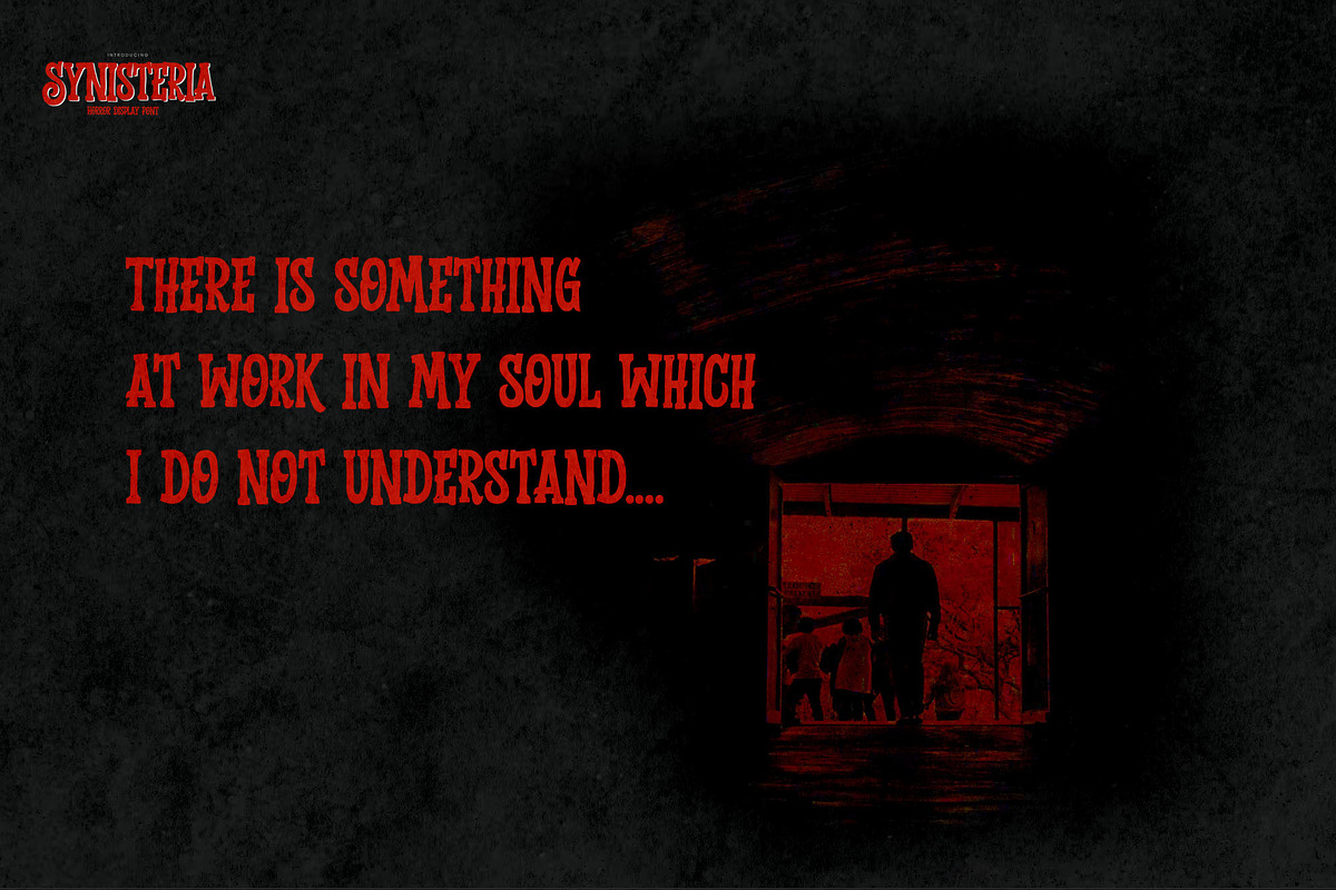 Synisteria - Horror Display Font, a Serif Font by Gassstype (Photo 5 of 8)