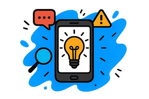 Smartphone displaying a light bulb, a Technology Illustration by ZinetroN