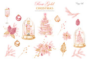 Rose Gold Christmas Cliparts, an Illustration by TheHappyGiftArt (Thumbnail 3 of 7)