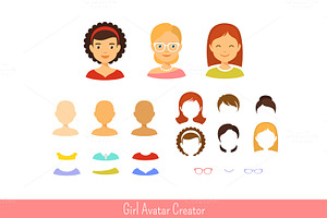 Girl avatar creator and icons set
