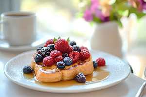 Breakfast delight featuring challah, a Photo by Pavel_design