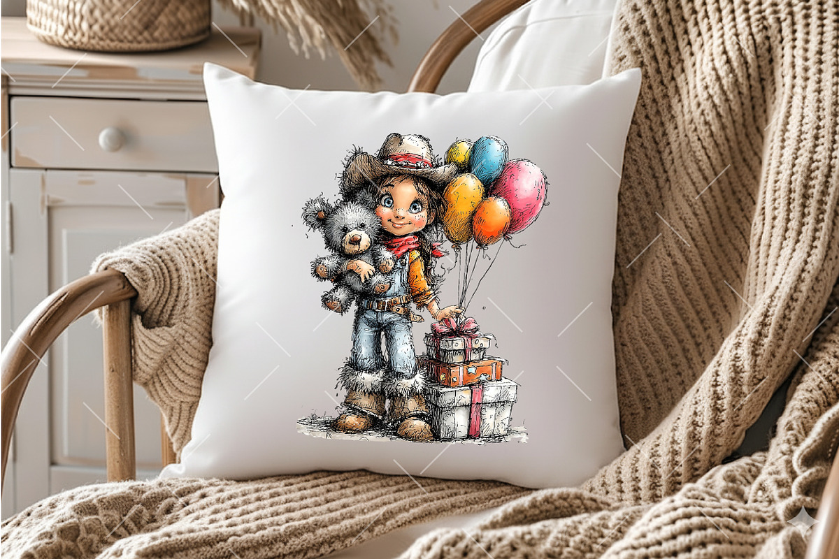 Western Birthday Cowgirl Clipart, a Seasonal Illustration by OK Design (Photo 4 of 12)